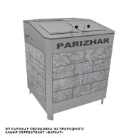Печь «ПАРиЖАР» 24 кВт (380 В) облицовка из природного камня Серпентенит «Бархат»